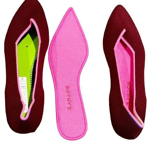 Rothy's The Point Ballet Flat Slip-On Merino Wool Currant Pink Size W9.5 NWOB - Picture 5 of 12